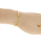 Italian 14k Yellow Gold Engravable Station Baby Kids ID Rosary Bracelet 4mm 5.5"