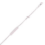 Italian 14k White Gold Engravable Rosary Cross Baby Kids ID Bracelet 5.5" 1.8g - White