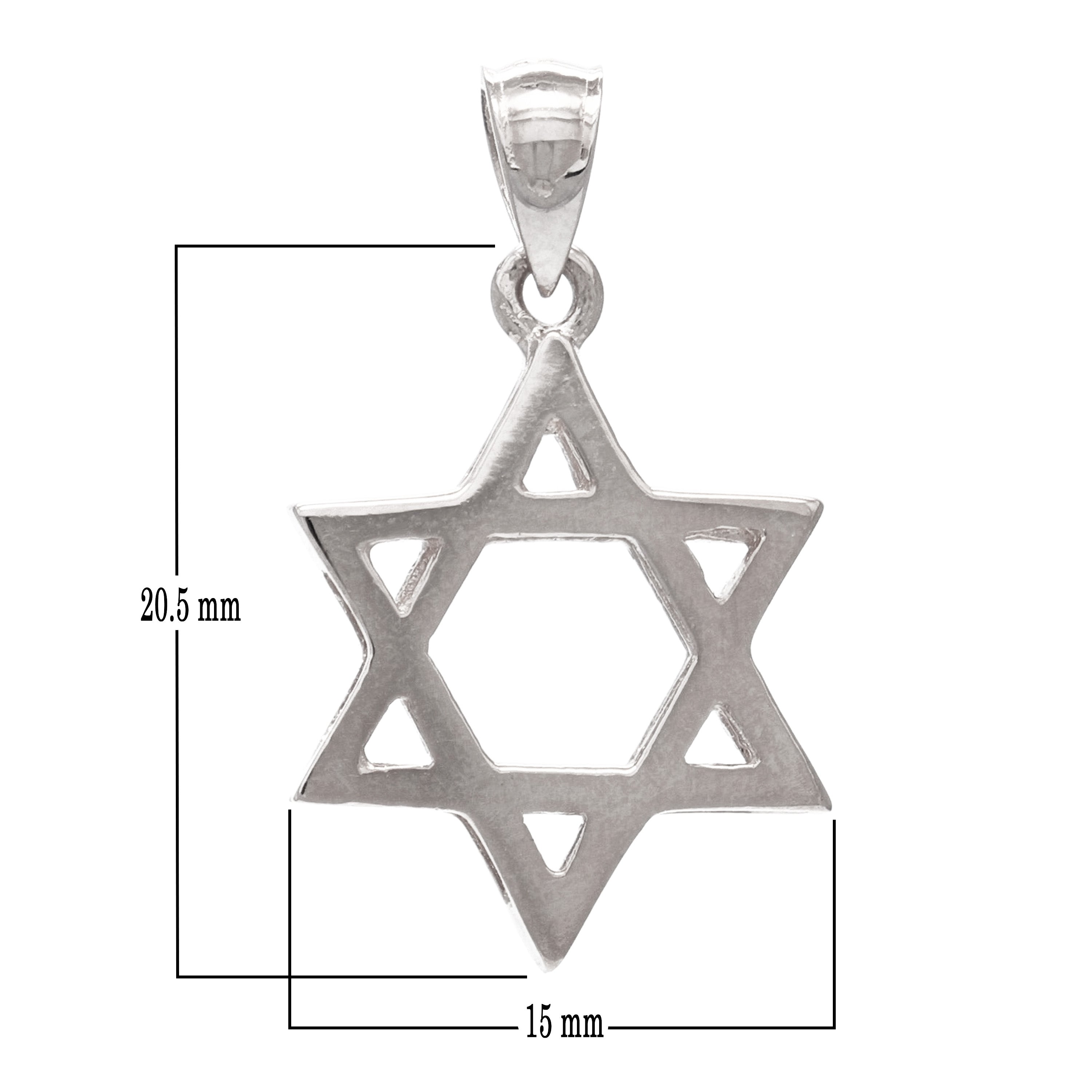 14k White Gold High Polished Jewish Star of David Pendant - White
