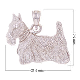 14k White Gold Scottish Terrier Dog Charm Pendant 19 x 22 mm - 2.3grams