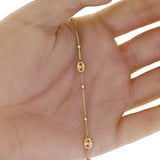 Italian 14k Yellow Gold Puff Mariner Charm Beads Anchor Bracelet 8" 5mm 1.6grams