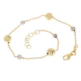 Italian 14k Two-Tone Gold Diamond Cut Ball Bead Station Bracelet 8.25" 4 & 6mm - 8.25" 6mm