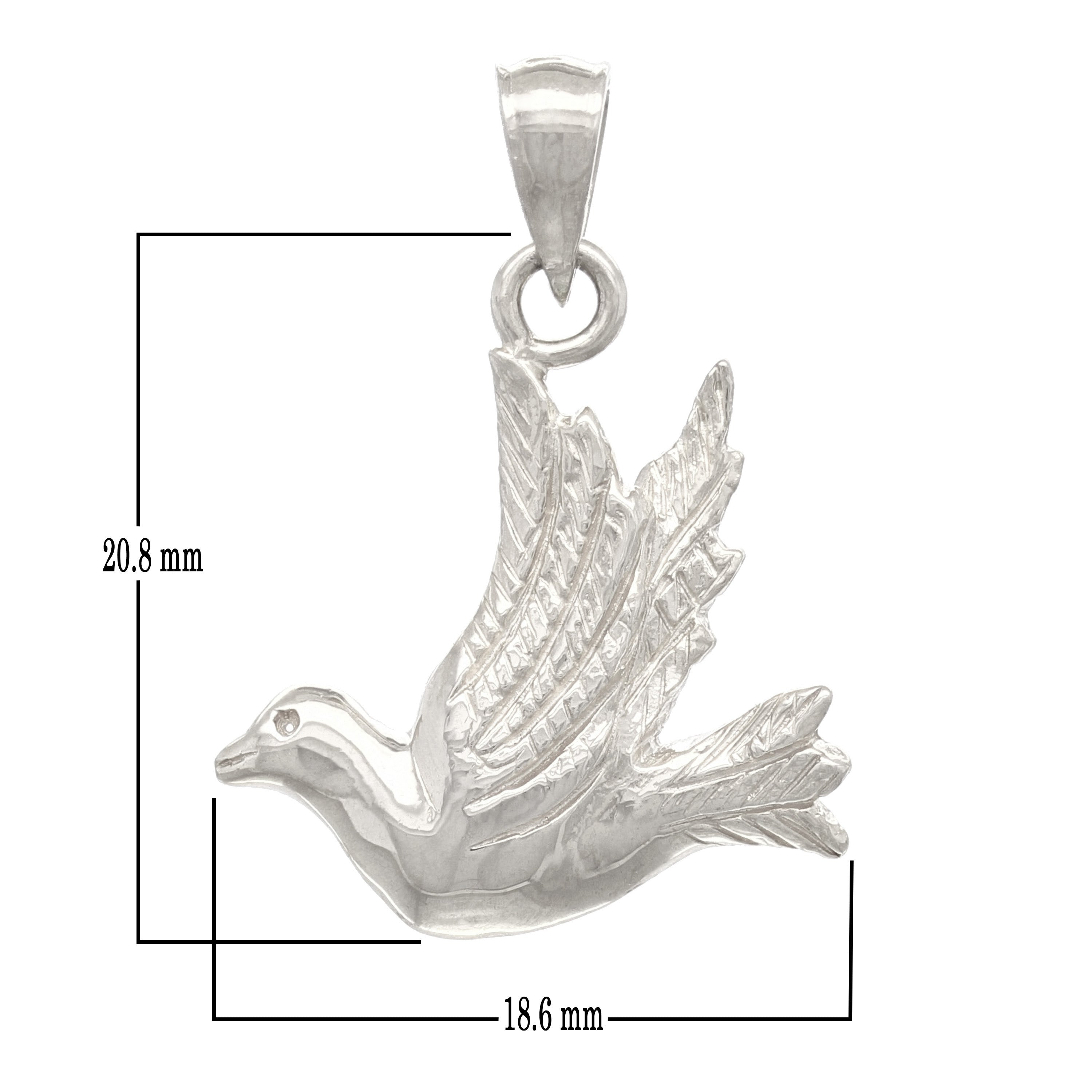 14k White Gold Flying Dove Pendant - White
