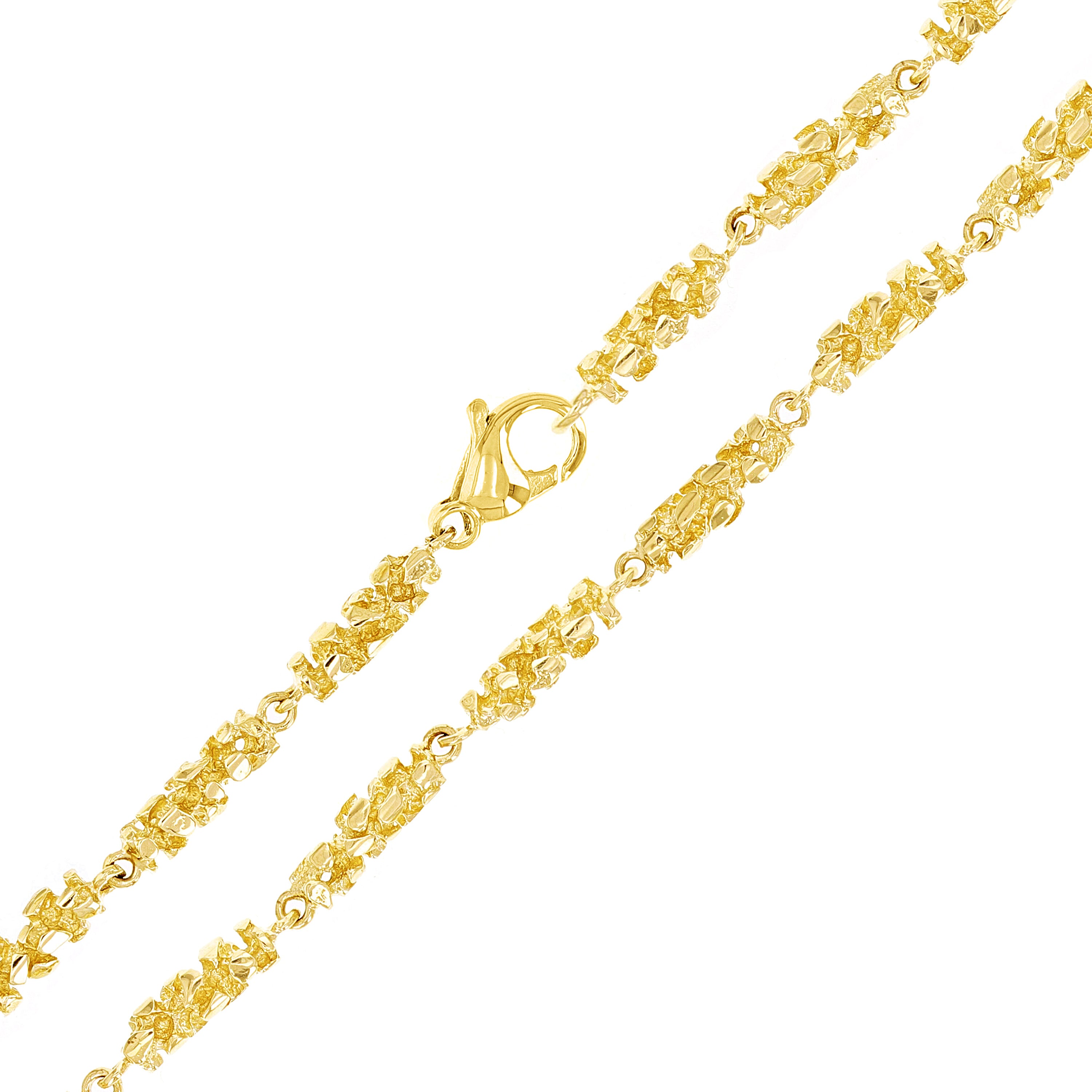 14k Yellow Gold Solid Handmade Nugget Link Necklace 18" 5mm 33.5 grams - 18" 33.5 grams