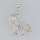 925 Sterling Silver Diamond Cut Animal Lion Charm Pendant 7.2 grams