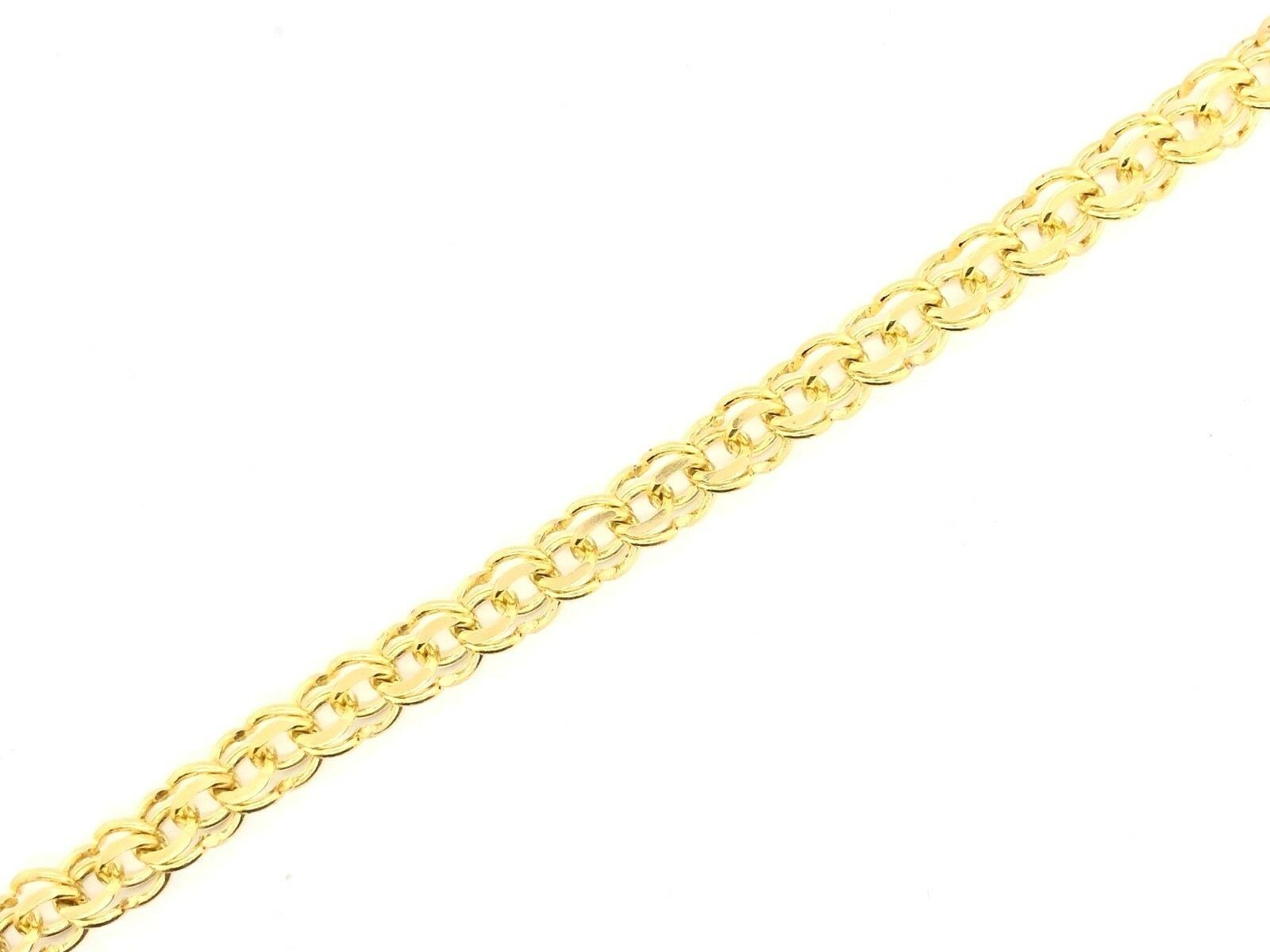 10k Yellow Gold Solid Double Link Charm Bracelet 7.25" 8mm 17.5 grams