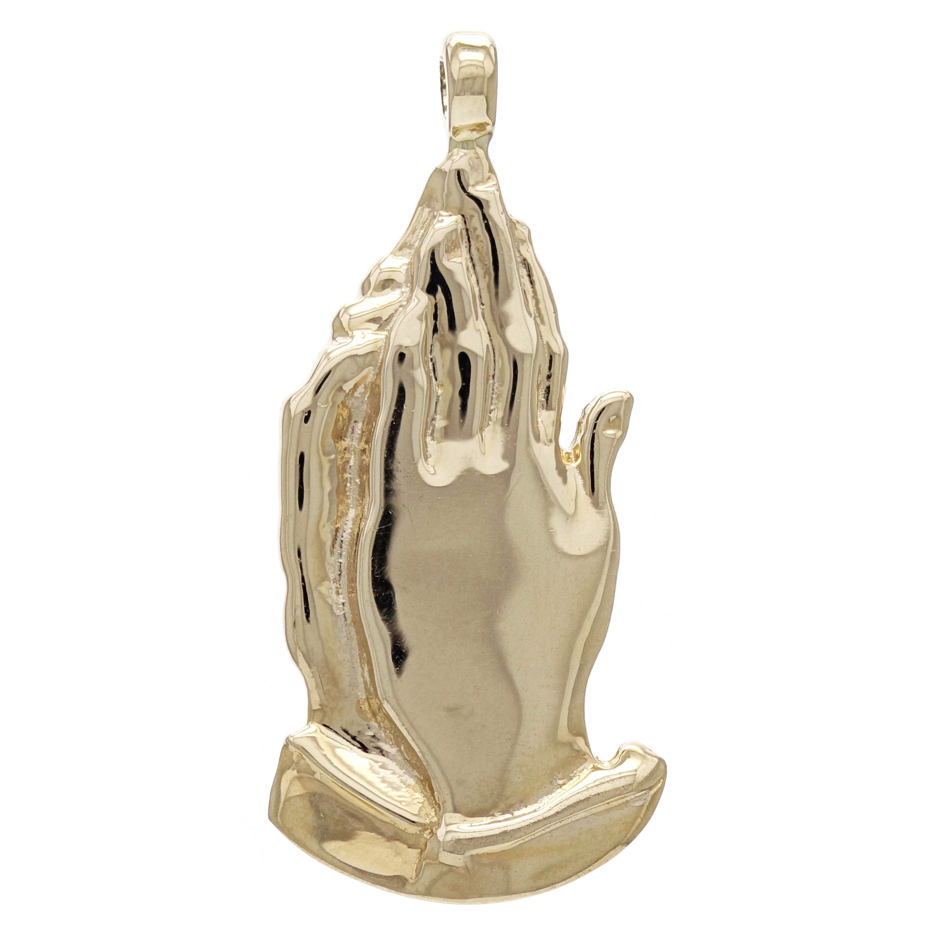 14k Yellow Gold Solid Prayer Hands Jesus Religious Charm Pendant 6 grams - Yellow