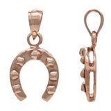 14k Rose Gold Horseshoe Good Luck Charm Pendant - Rose