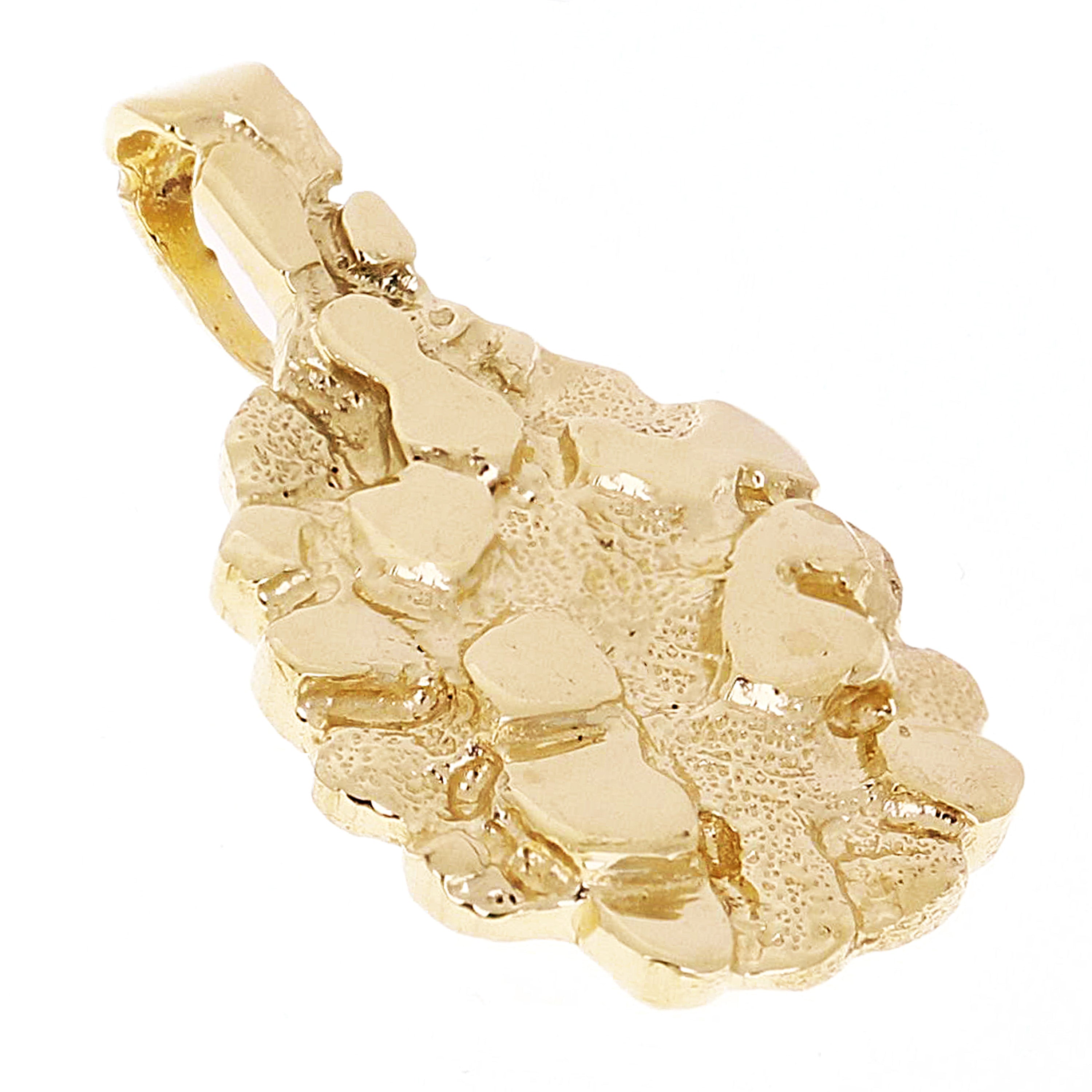 10k Yellow Gold Solid Oval Nugget Charm Pendant 1.2" 6.8 grams