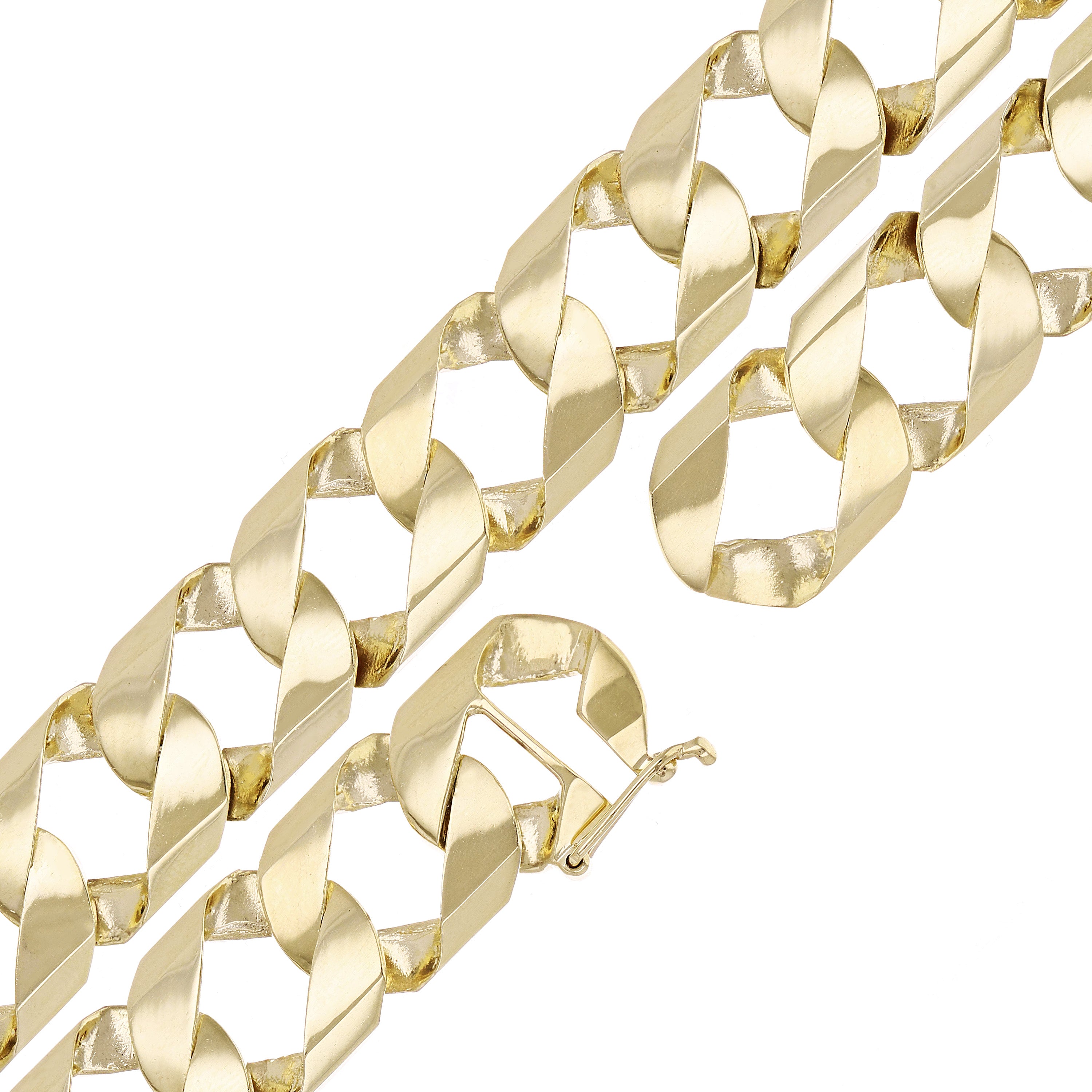 14k Yellow Gold Cuban Chain Link Bracelet 7" 13.8mm 30.2 grams - 7"