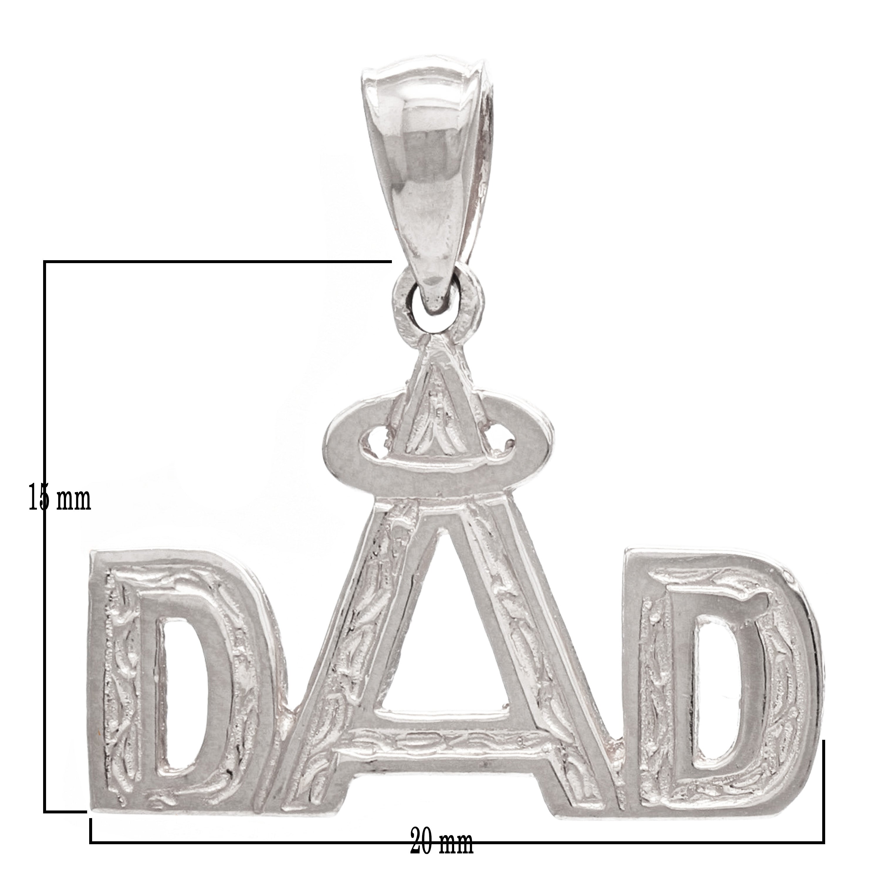 14k White Gold Solid Father's Day Daddy DAD Charm Pendant 1.3 grams - White