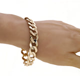 14k Yellow Gold Solid Flat Cuban Link Chain Bracelet 8.5" 12.5mm 42.5 grams - Yellow,8.5"