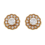 14k Yellow Gold 0.30ctw Diamond Round Halo Stud Earrings