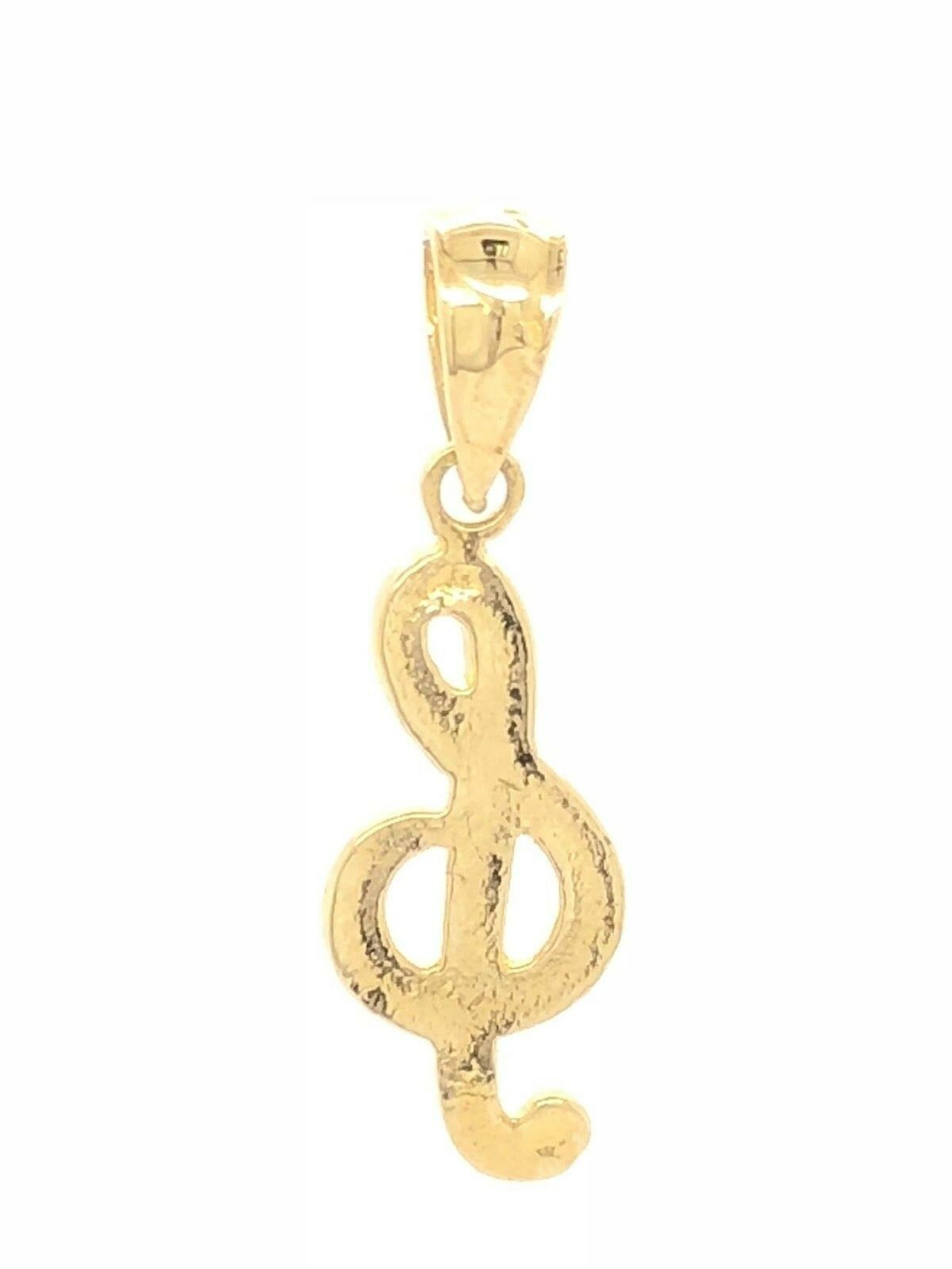14k Yellow Gold Treble Clef Music Note Charm Pendant 0.9 gram