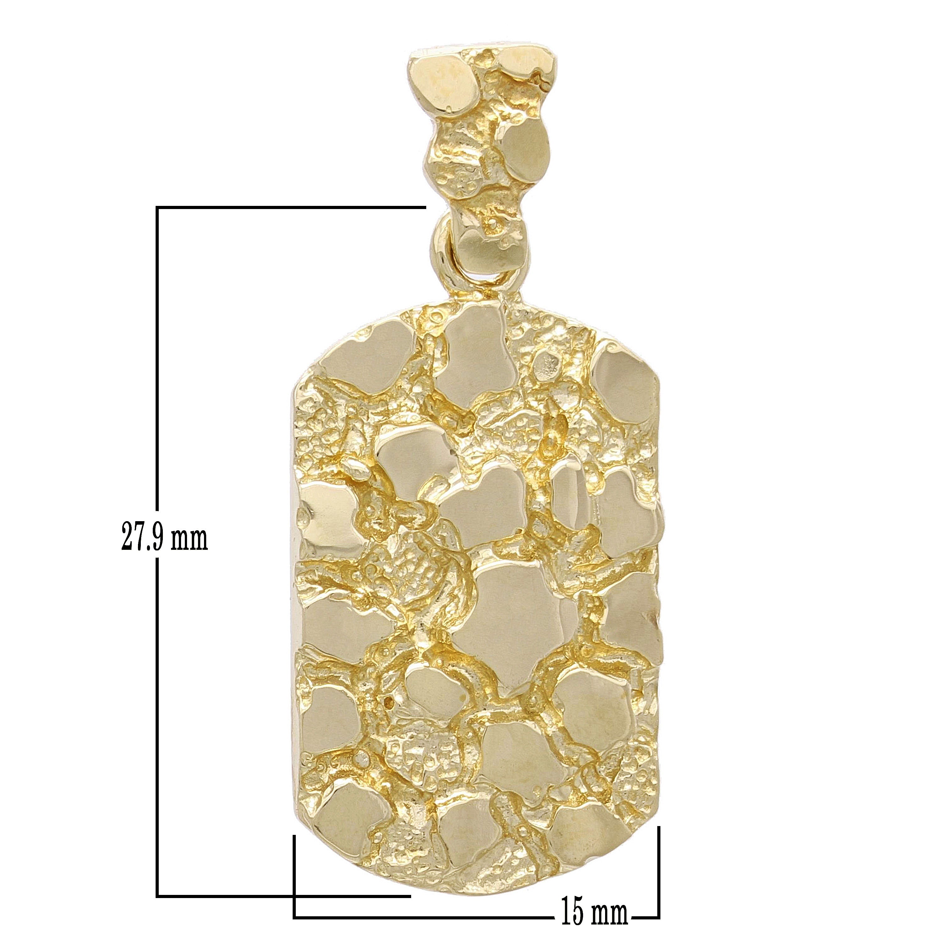 10k Yellow Gold Dog Tag Nugget Charm Pendant 1.35" 5.7 grams - Yellow