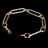 Italian 14k Yellow Gold Hollow Oval & Paper Clip Chain Bracelet 7.75" 3.8 grams