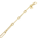 Italian 14k Yellow Gold Hollow Paper Clip Chain Bracelet 7.5" 3.3 grams 4.2mm