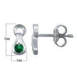10k White Gold Emerald Petite Drop Modern Stud Earrings - Emerald