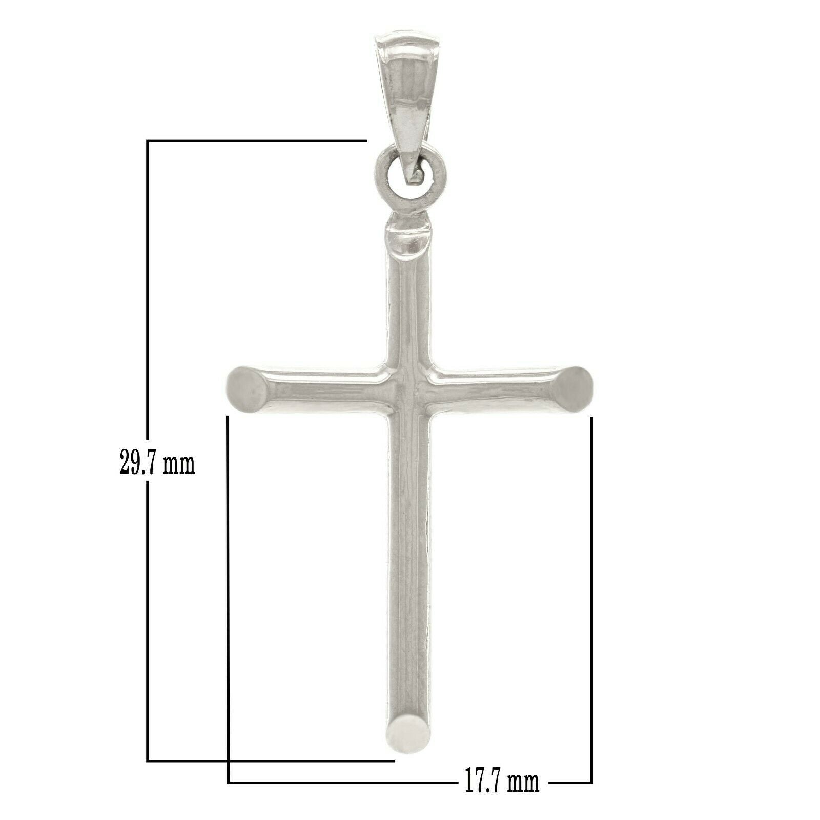 14k White Gold Solid Plain Cross Religious Charm Pendant 1.35" 2.4 grams Small
