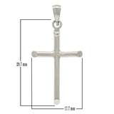 14k White Gold Solid Plain Cross Religious Charm Pendant 1.35" 2.4 grams Small