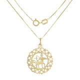 14k Yellow Gold Zodiac Sign Sagittarius Pendant Necklace 18" - Sagittarius,Yellow