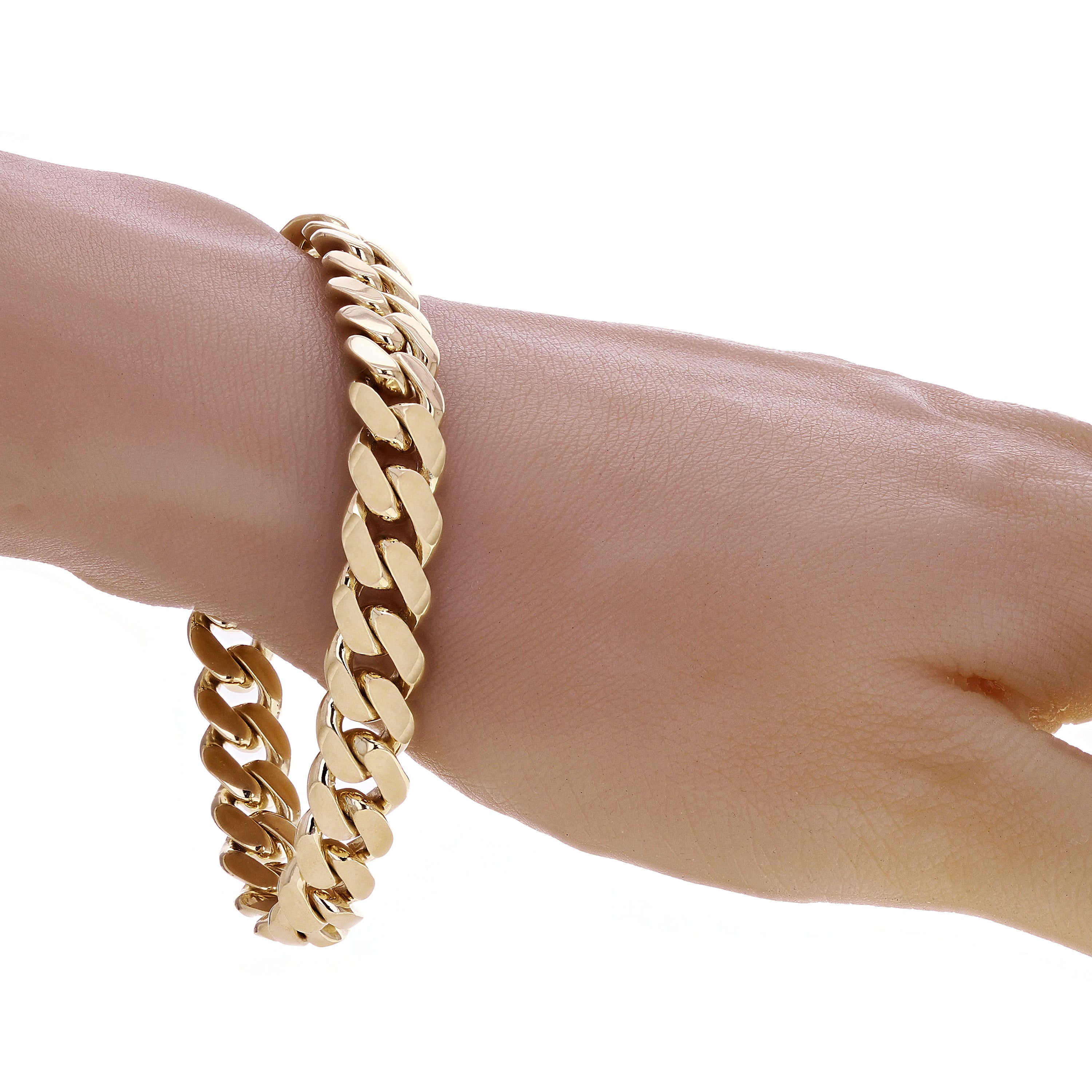 14k Yellow Gold Solid Heavy Miami Cuban Chain Link Bracelet 8" 10 mm 52.8 grams with Lobster Clasp - Yellow,8"