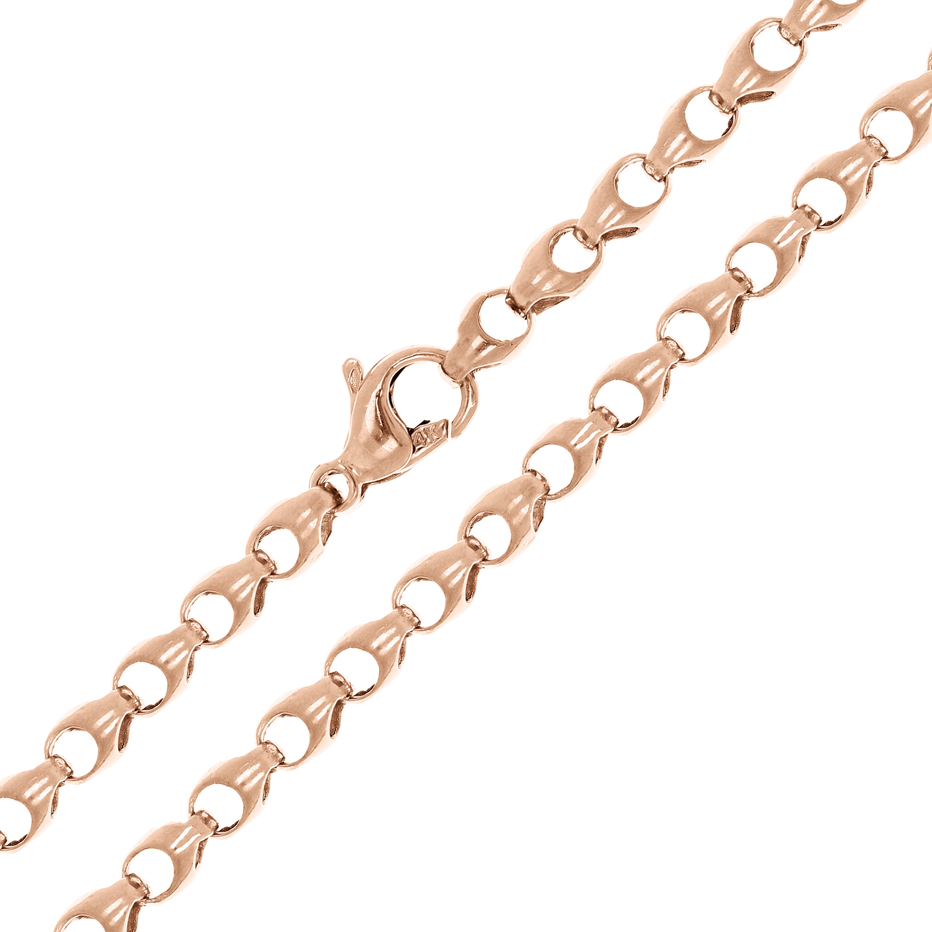 14k Rose Gold Handmade Fashion Link Necklace 26" 4.5mm 52 grams - Rose,26"
