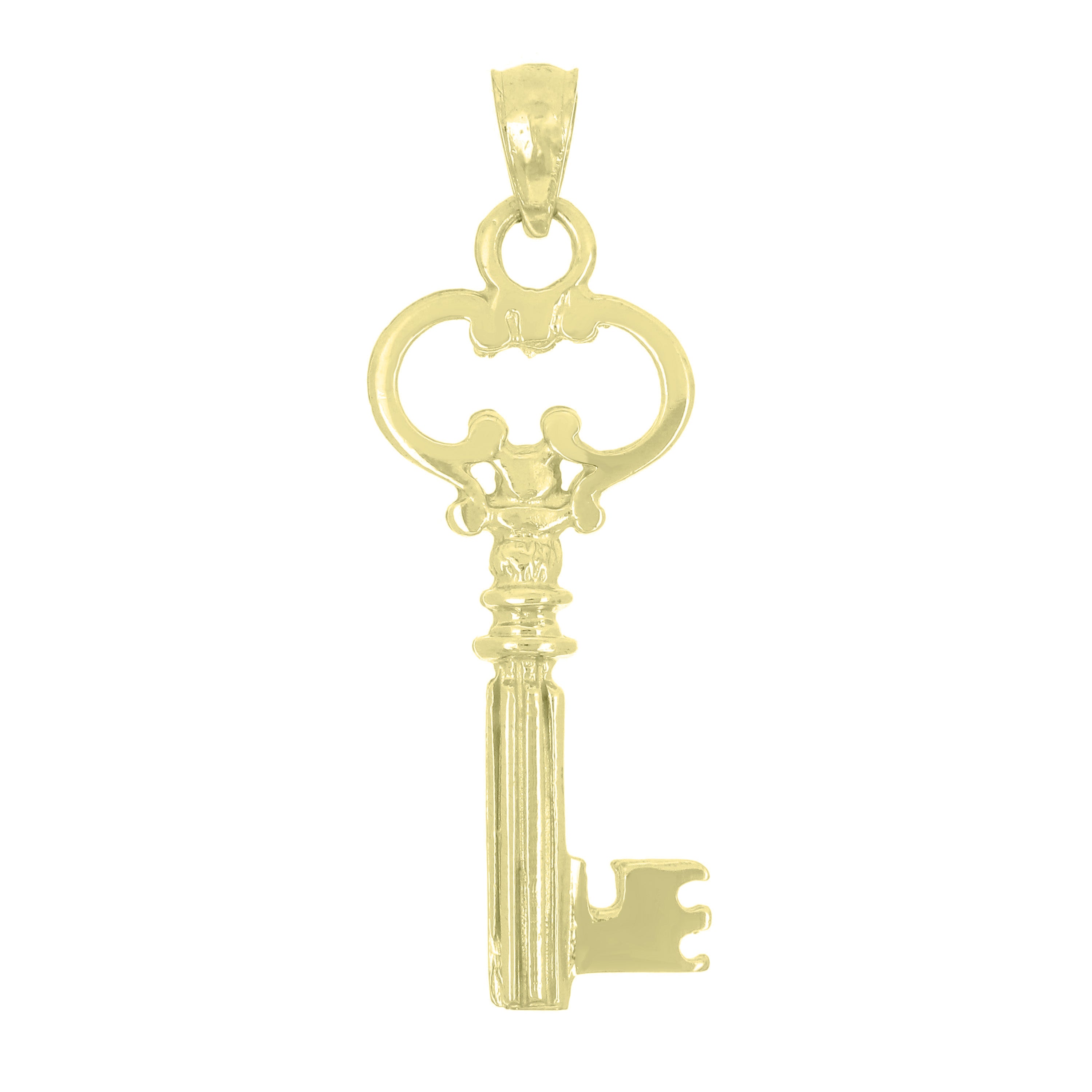 14k Yellow White or Rose Gold Key Charm Pendant 1.45" 2.4 grams