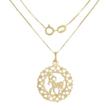 14k Yellow or White Gold ARIES Zodiac Sign Charm Pendant Necklace 18" - Aries,Yellow