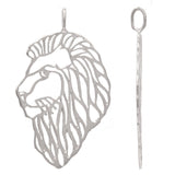 14k White Gold Lion Head Lion Face Charm Pendant 1.65" 3 grams - White