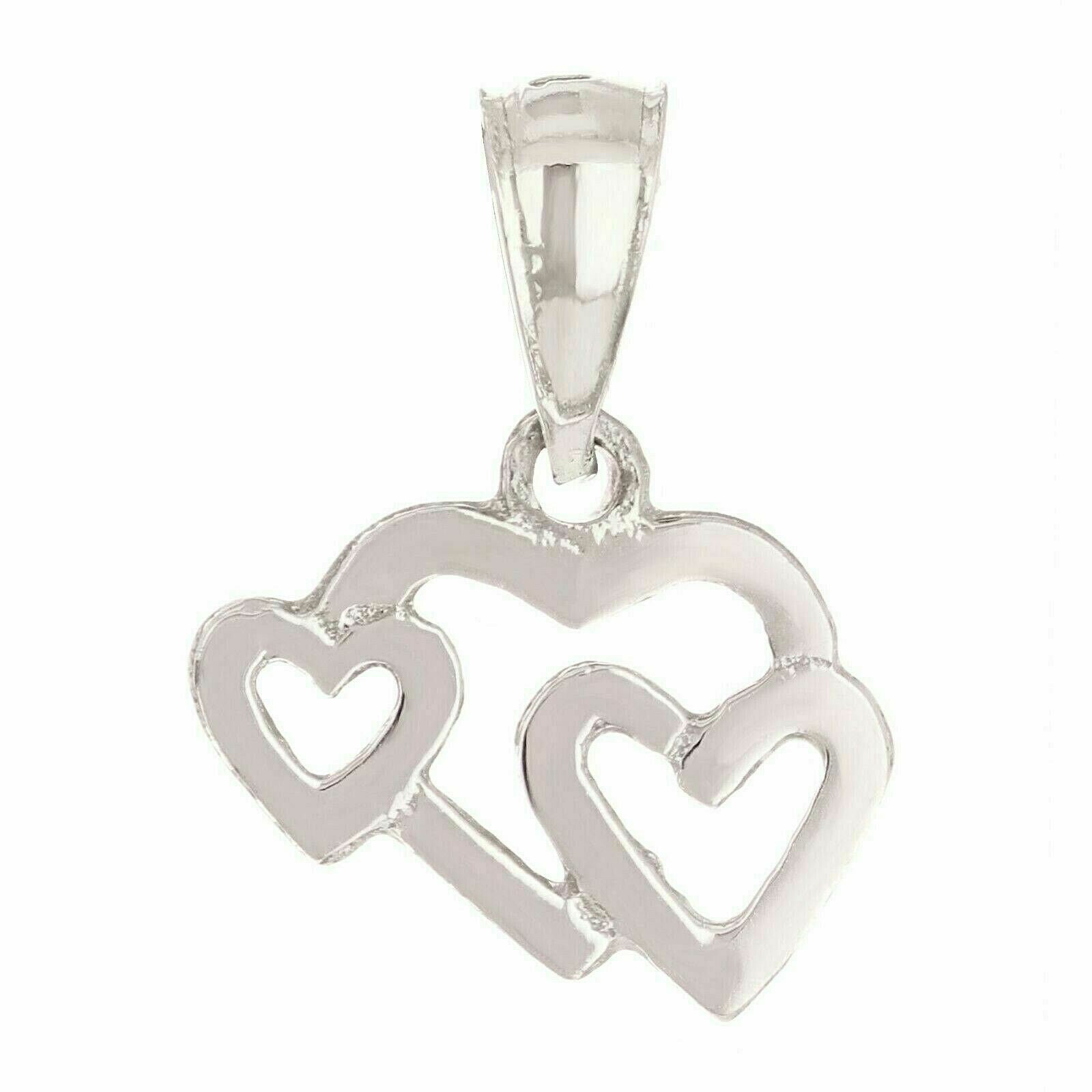 14k White Gold Triple Open Heart Pendant - White