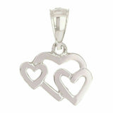 14k White Gold Triple Open Heart Pendant - White