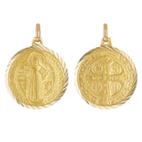 Italian 14k Yellow Gold Gold Saint Benedict Medal Charm Pendant 1.1" 3.3 grams - 1.1" 3.3 grams