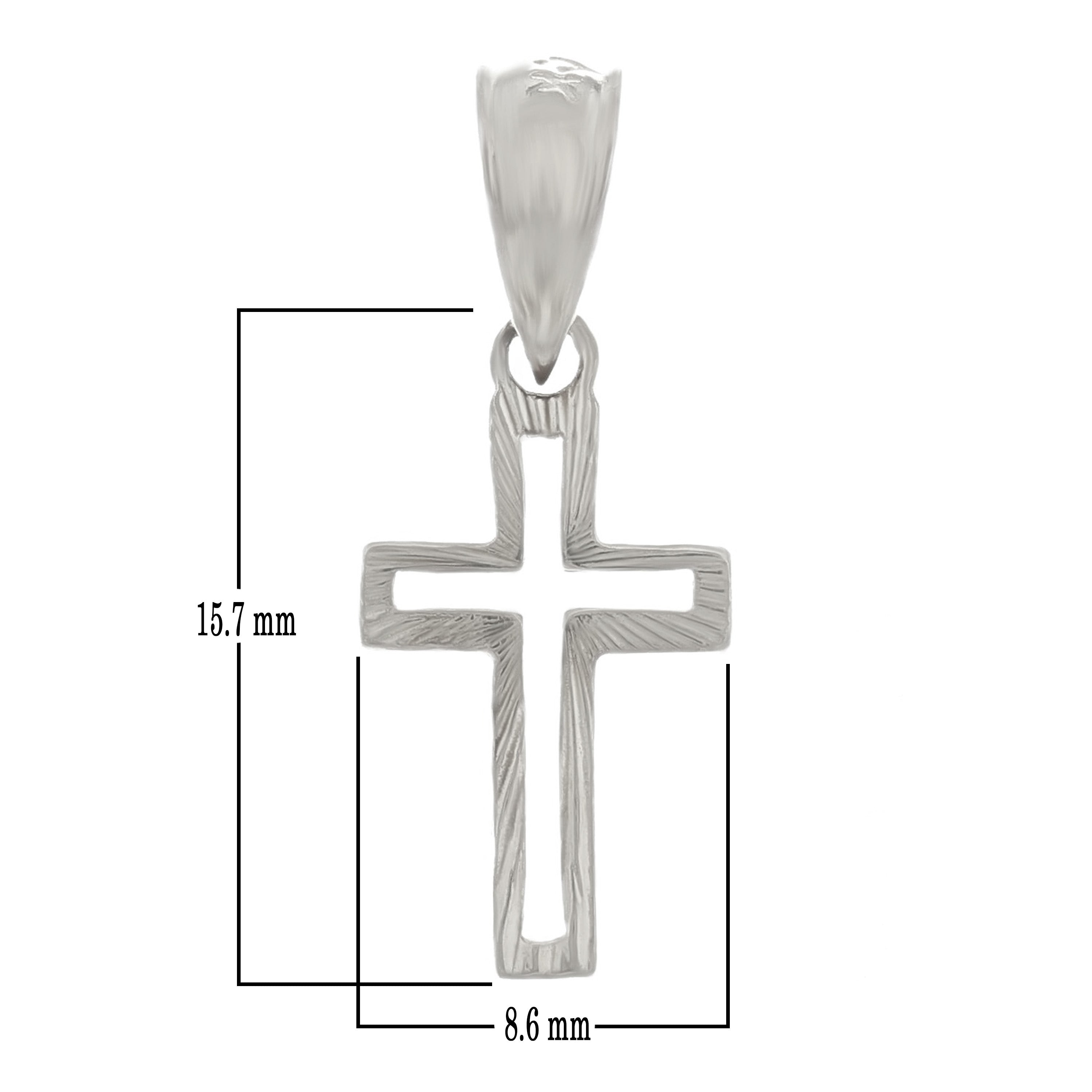 14k White Gold Small Open Cross Christian Religious Charm Pendant 0.8gram - Rose
