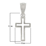 14k White Gold Small Open Cross Christian Religious Charm Pendant 0.8gram - Rose