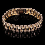 14k Yellow Gold Watch Link Chain Bracelet Adjustable 7-7.5" 14.8mm 35.5 grams - 7" 35.5 grams