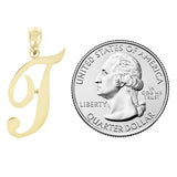 14k Yellow Gold Initial Letter T Alphabet Charm Pendant - Letter T,Yellow