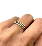 14k Tri Color Gold Braided Twisted Stackable Ring 3 Pieces Size 3-9