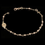 Italian 14k Yellow Gold Miraculous Medal Rosary Bracelet 7.5" 3mm 2.9 grams