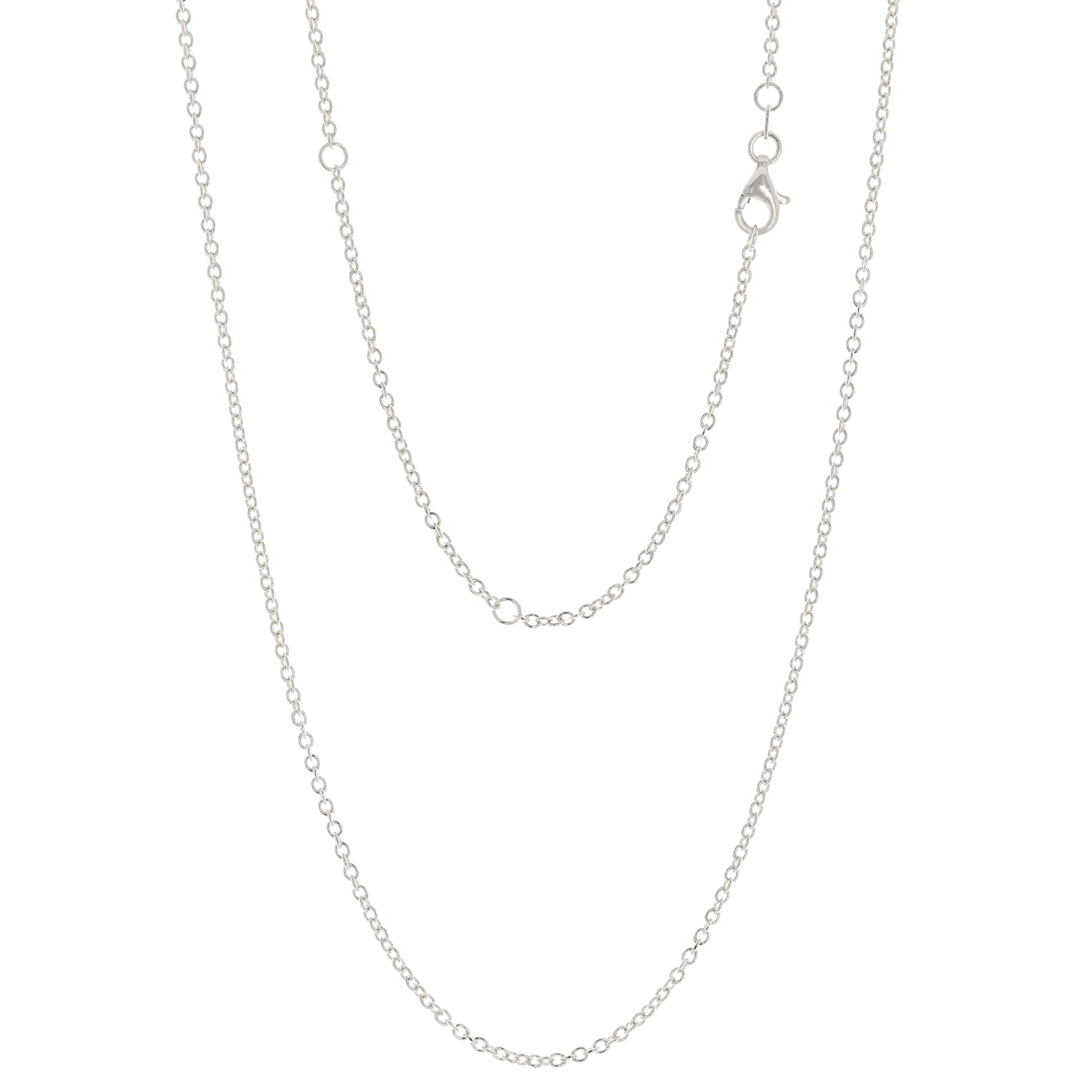 Italian 14k White Gold Rolo Chain Necklace Adjustable 16-20" 1.35mm 2.7 grams - 2.7 grams