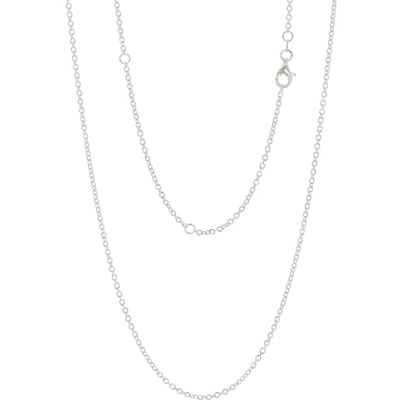Italian 14k White Gold Rolo Chain Necklace Adjustable 16-20