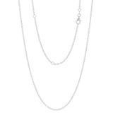 Italian 14k White Gold Rolo Chain Necklace Adjustable 16-20" 1.35mm 2.7 grams - 2.7 grams
