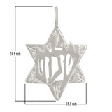 14k White Gold Peace Shalom Star of David Charm Pendant 1.7 grams - White