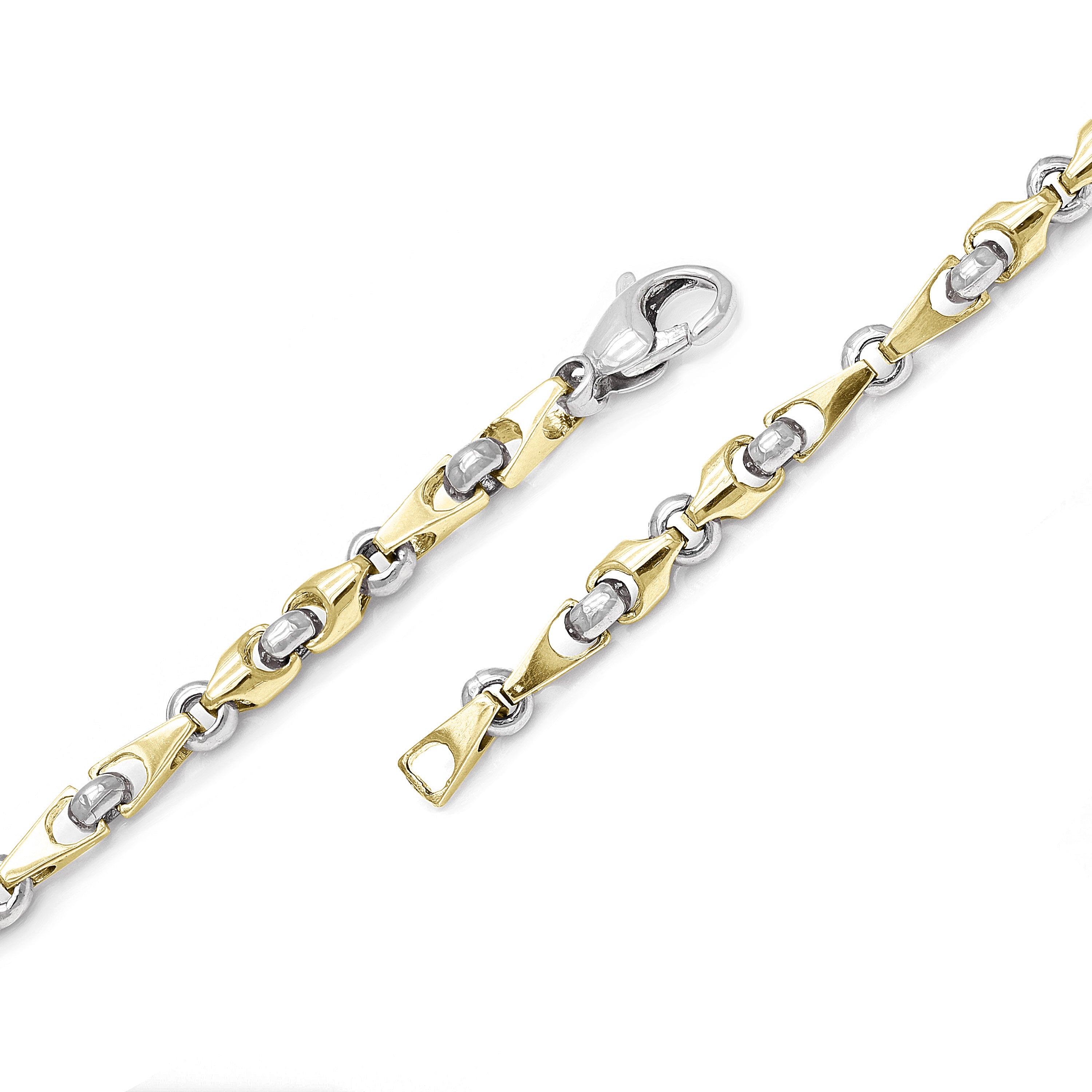 10k Two Tone Gold Solid Handmade Fashion Link Bracelet 7" 5mm 14.5 grams - Yellow and White,7" 14.5 grams