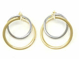 Italian 14k Two Tone Gold Double Round Spiral Earrings 1" 2.2 grams