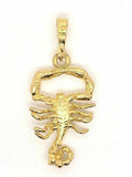 10k Yellow Gold Zodiac Sign Diamond Cut Scorpion Charm Pendant 2.5 grams