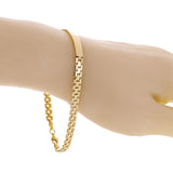 Italian 14k Yellow Gold Engravable Panther Link ID Bracelet 8.5" 5mm 7.7 grams