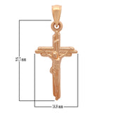 14k Rose Gold Jesus Christ Crucifix Cross Religious Charm Pendant 1.3" 1.9 grams - Rose