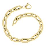 Italian 14k Yellow Gold Hollow Plain & Rope Link Paper Clip Bracelet 7.5" 7.2mm 5.7g