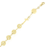 Italian 14k Yellow Gold Diamond-Cut Beaded Rosary Bracelet 8.5" 7.3mm 10 grams
